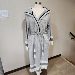 Olive & Linen Pixel Turkish Towel Robe Belt Black & Cream Unisex Size 2 or L/XL